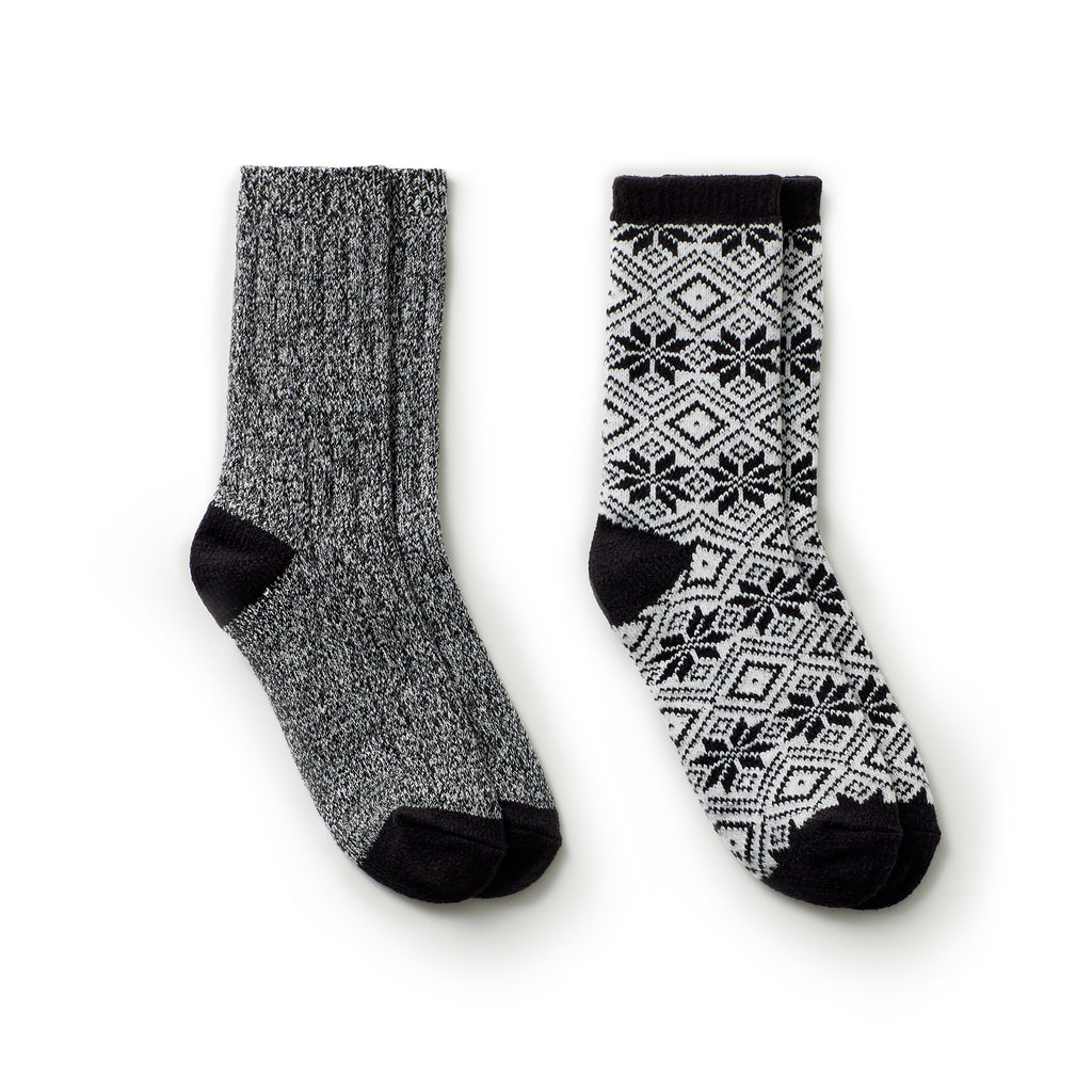 Huggle Socks, Fleece Slipper Crew Socks with Non-Slip Grips, One Size  Unisex, Gray 