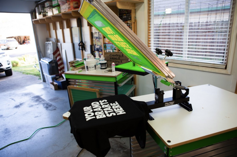 your brand starts here on shirt on press