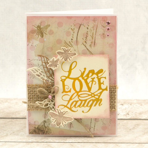 Couture Creations - Butterfly Garden - Live, Love and Laugh Mini Stamp - 1.8"x1.8"