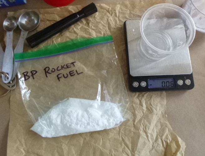 Bagged ground potassium nitrate for rocket fuel