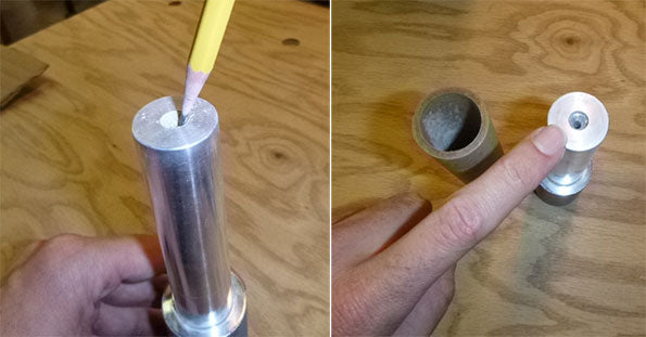 Cleaning clay from the double voice cracker tooling with a graphite pencil