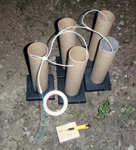 Five mortars chained together