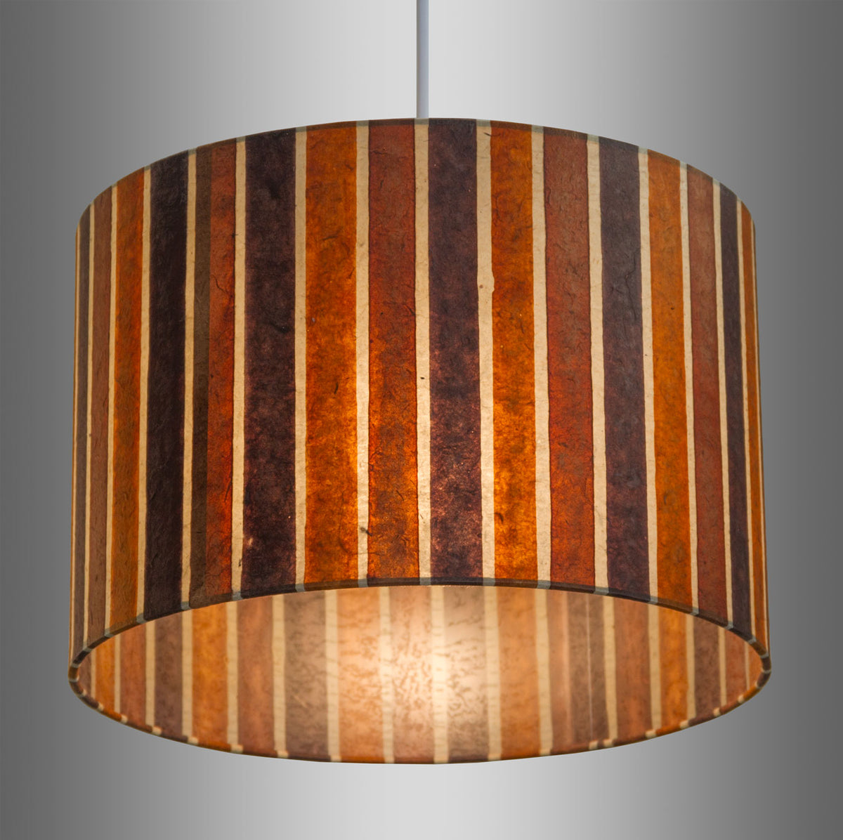 Drum Lamp Shade P07 Batik Stripes Brown 30cm D X 20cm H