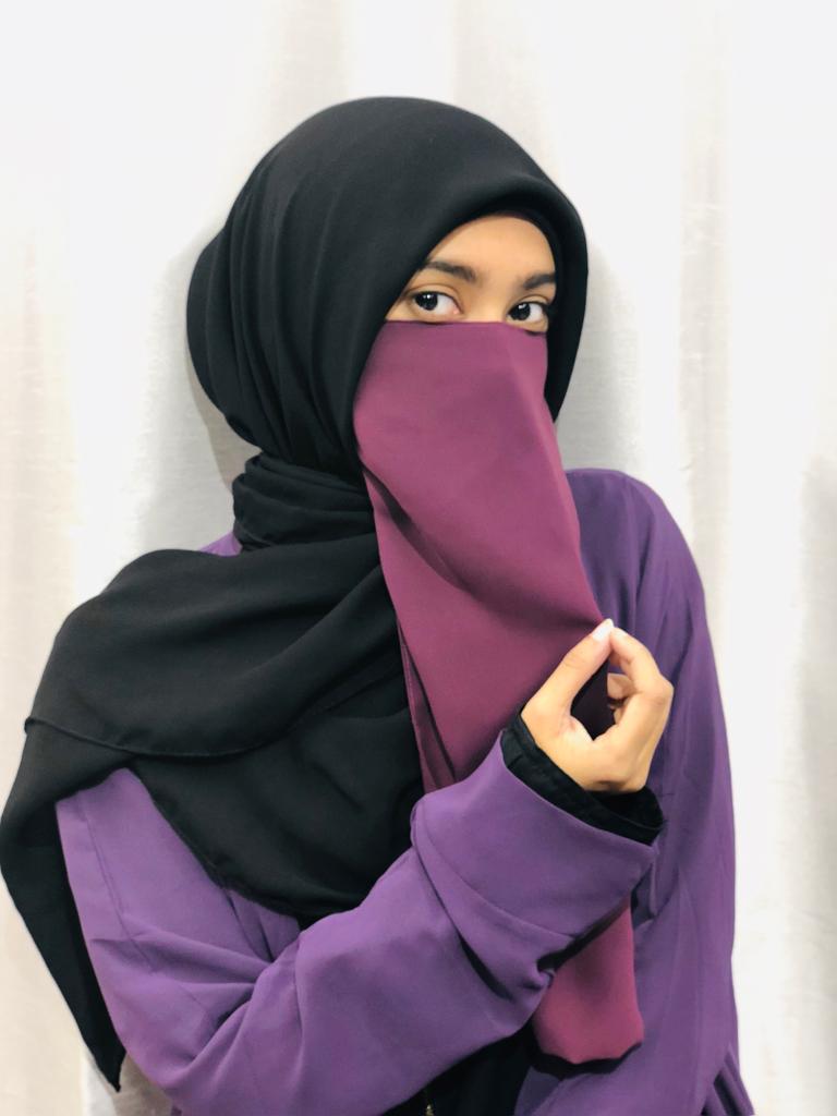 Luxury Plum Purple Elastic Half Niqab – The Muslimah Collection