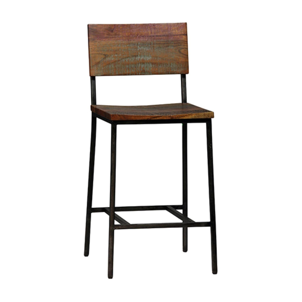 timber and metal stools