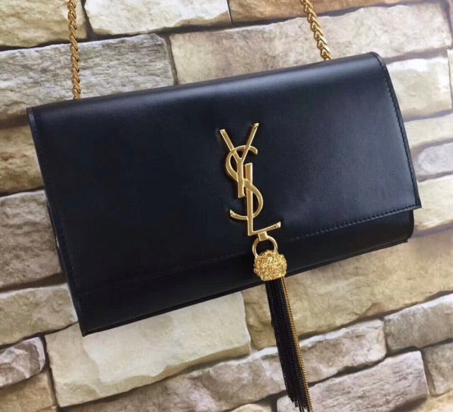 ysl gold tassel clutch