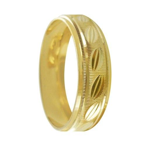 Argolla Matrimonial Oro 14k 6mm Diamantada Grano Café