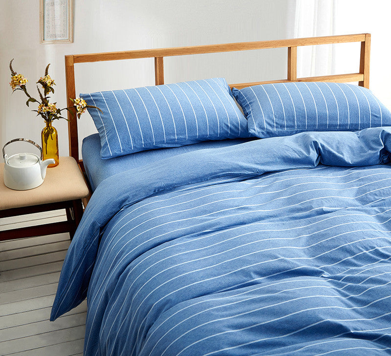 Koleshy 100 Knit Cotton Bedding Sets Stripe Duvet Cover Set Bed Cov
