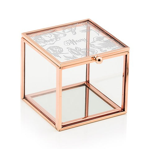 Glass and Rose Gold Square Box - Floral Paradise