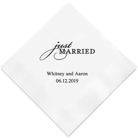 Just Married Printed Paper Napkins