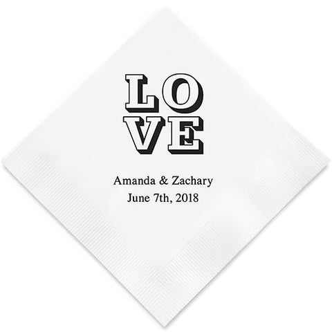 Love on Stack Printed Paper Napkins