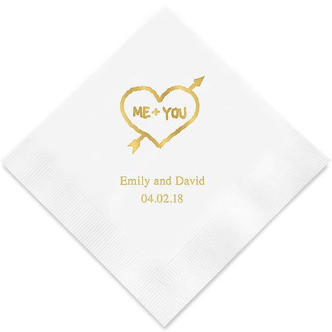 Me and You Heart Printed Paper Napkins