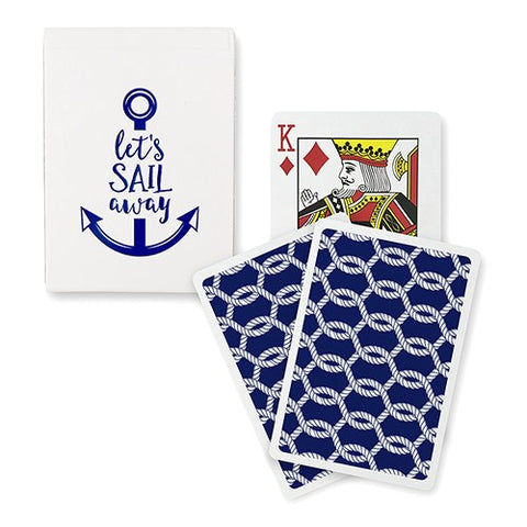 Navy Foil "Let's Sail Away" Playing Cards