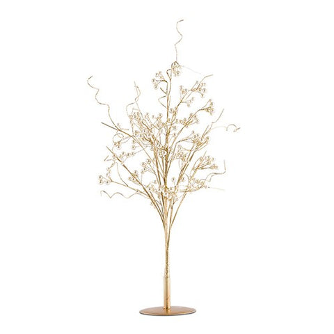 Pearl and Vintage Gold Wire Ornamental Tree
