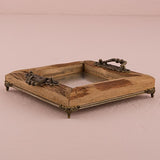 Rustic Wood Decorative Tray with Ornamental Handles