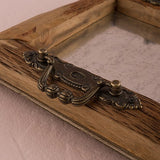 Rustic Wood Decorative Tray with Ornamental Handles