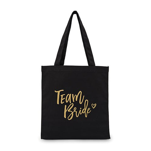 Team Bride Black Canvas Large Tote Bag