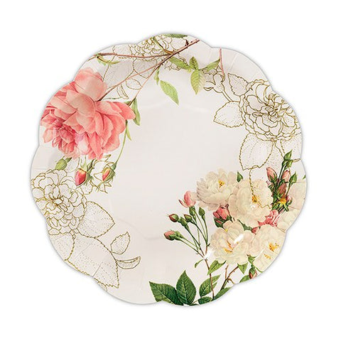 Vintage Floral Print Paper Plates Set