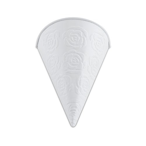 White Metal Cone with Embosed Rose Pattern