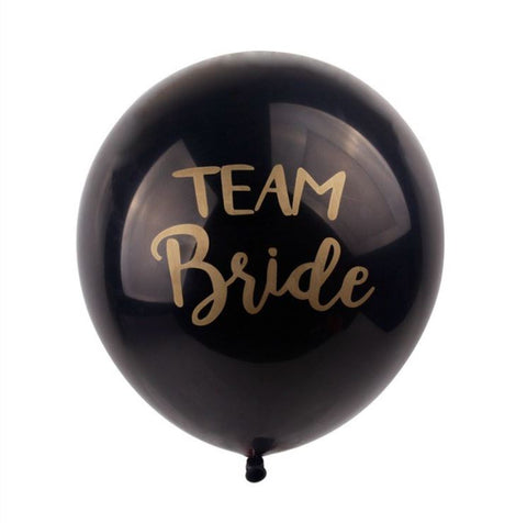 10 Team Bride Balloons Set - Black