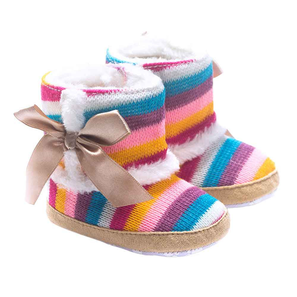 Baby Girls Rainbow Soft Sole Snow Boots 