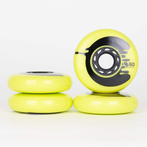 Undercover Cosmic Rosche Wheels 80mm -86a - Yellow / Black - 4 Pack