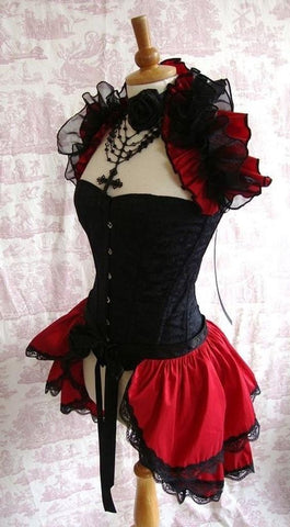 Opera velvet black and burgundy corset
