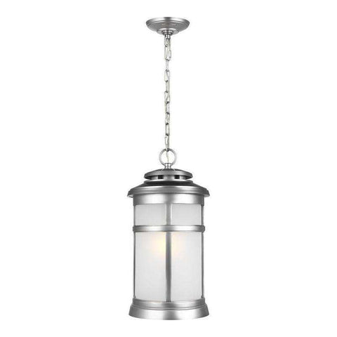 1 - Light Hanging Lantern Outdoor Fixture Painted Brushed Steel
