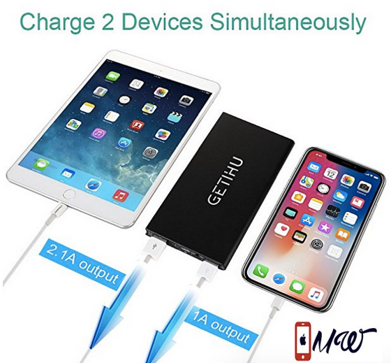 een vergoeding Grace Rommelig GETIHU 10000 mAh Portable Power Bank with 2 USB Ports Mobile Charger E – MW  Mobile World