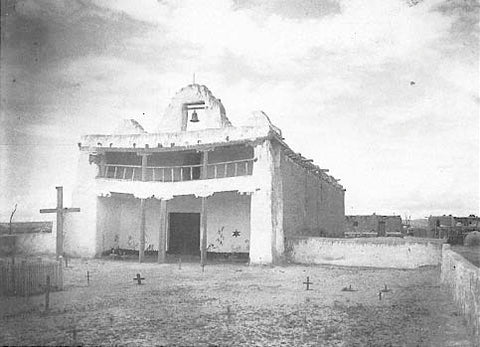 Historic photo of Mission San buenaventura at Cochiti Pueblo 