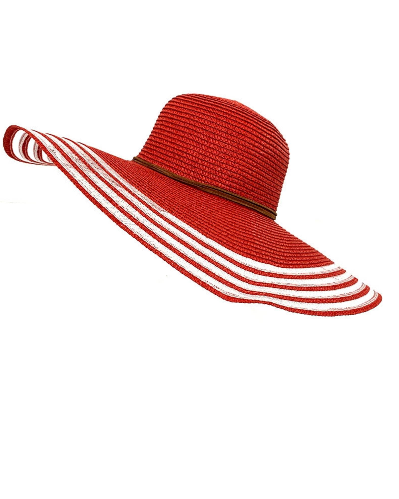 Sunhat - Red With Suede Ribbon