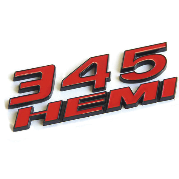FIHANT 2Pcs 345 Emblems Side Door Fender 3D Car Badge for New 5.0 L x 1.77 W Silver Red 