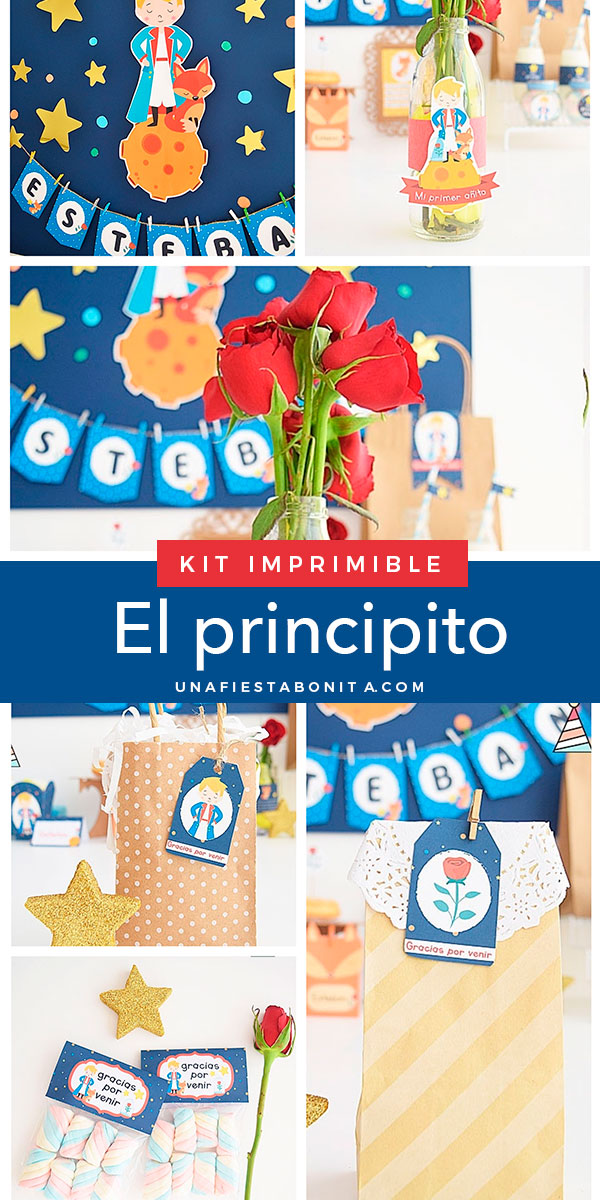 primer añito kit imprimible para fiestas el principito