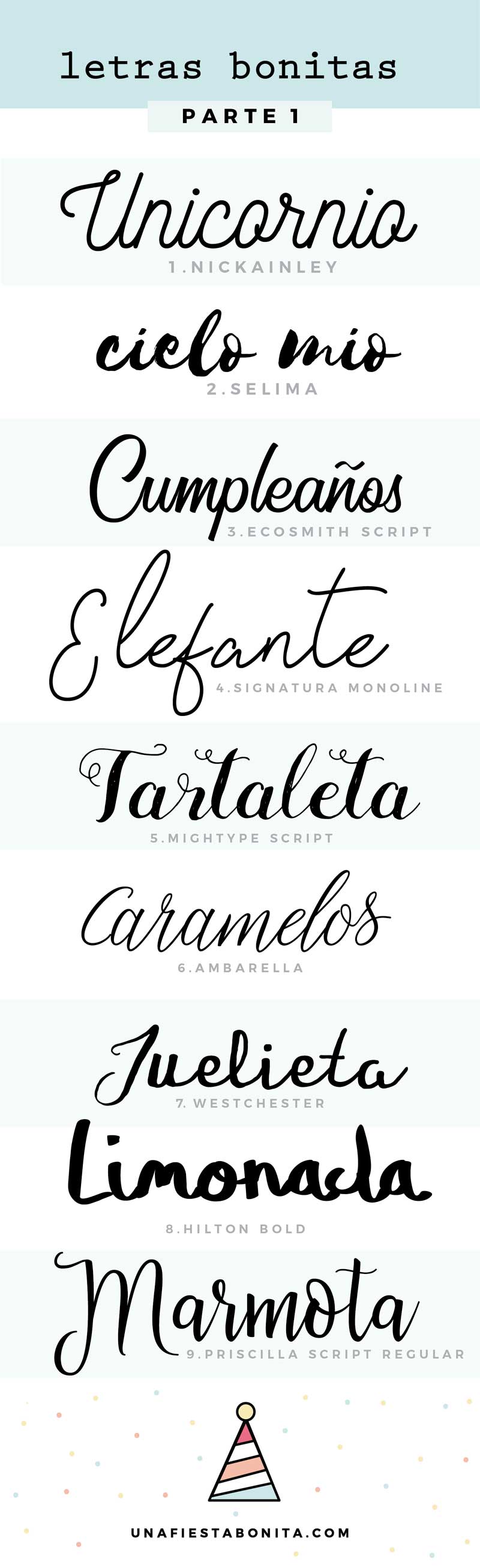 tipos de letras para invitaciones