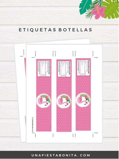 Flamenco: Etiquetas para botellas, ideal para fiestas de verano y