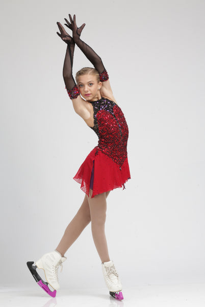 red skating dress