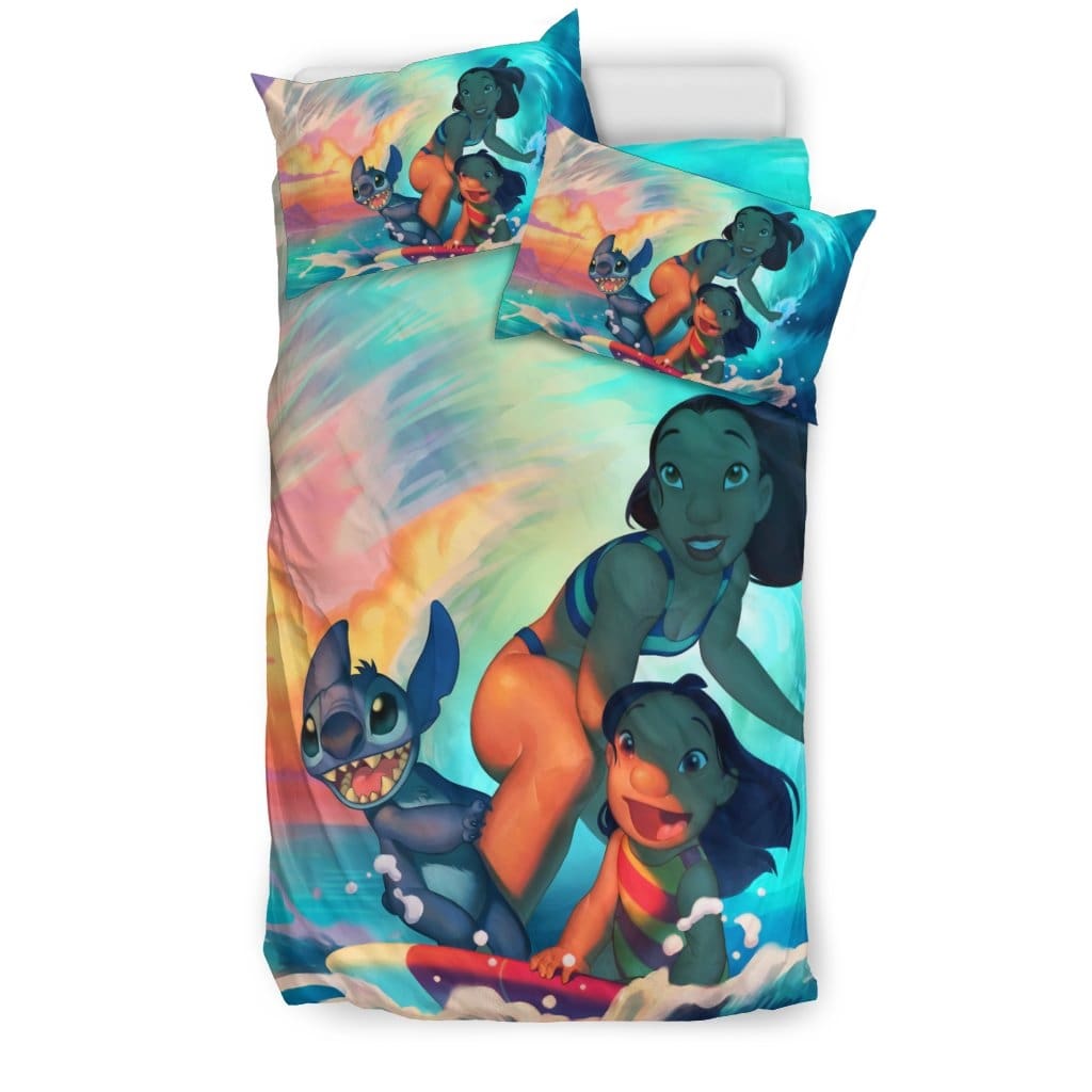 Lilo Stitch Surfing Bedding Set Duvet Cover And Pillowcase Set