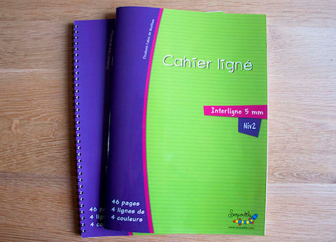 cahier lignes de couleurs interligne 5 mm