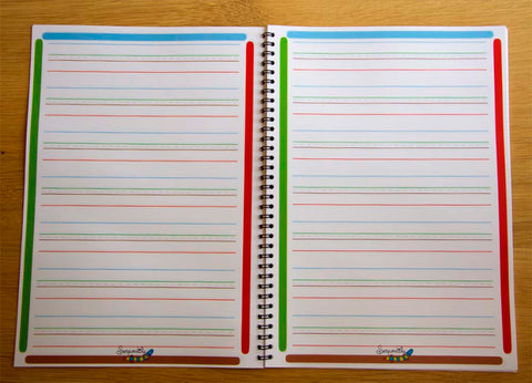 zoom cahier lignes colorées interligne 5 mm