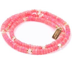Hot Pink Treated Ethiopian Opals with Moonstone Choker Necklace