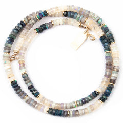 Black and White Australian Opal Heishi Choker Necklace