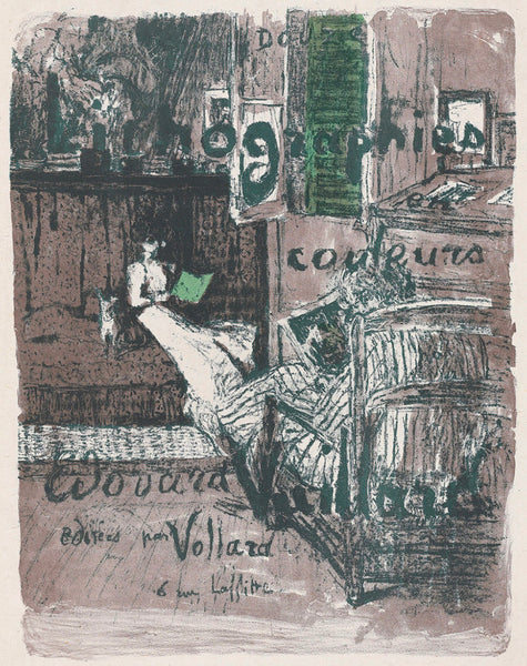 Edouard Vuillard - Paysages et Interieurs - Couverture de l'album - cover of portfolio w text - original color lithograph - medium