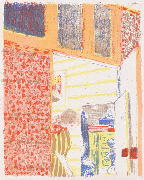 Edouard Vuillard - Paysages et Interieurs - Interieur aux tentures roses III - interior with pink wallpaper - original color lithograph - medium