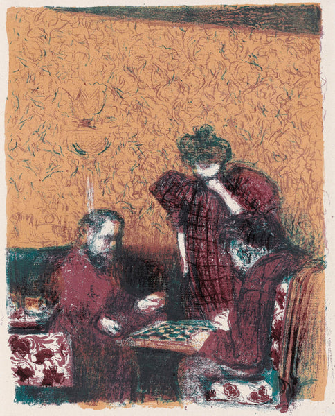 Edouard Vuillard - Paysages et Interieurs - La partie de dames - game of checkers - original color lithograph
