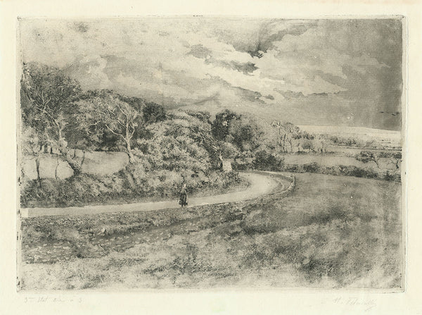 Henri Delavallee - La Route de Landemer, Pointe de La Hague - aquatint - Camille Pissarro