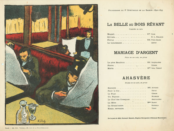 Henri Gabriel Ibels - Le Theatre Libre - La Belle Au Bois Revant - men in a cafe - lithograph