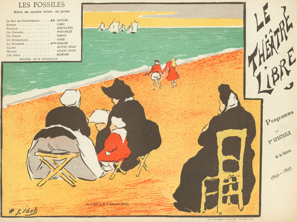 Henri Gabriel Ibels - Le Theatre Libre - Les Fossiles - beach and ships - lithograph