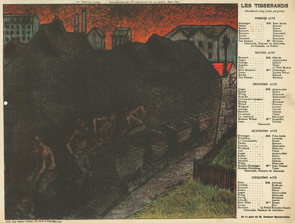 Henri Gabriel Ibels - Le Theatre Libre - Les Tisserands - coal workers and industry - color lithograph