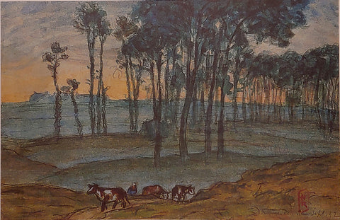 Henri Riviere - Le retour des vaches aux sables blancs treboul september 1892