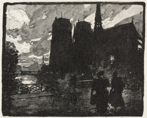 Notre-Dame de Paris by Auguste-Louis Lepère_-Notre Dame le Soir - wood engraving.jpg